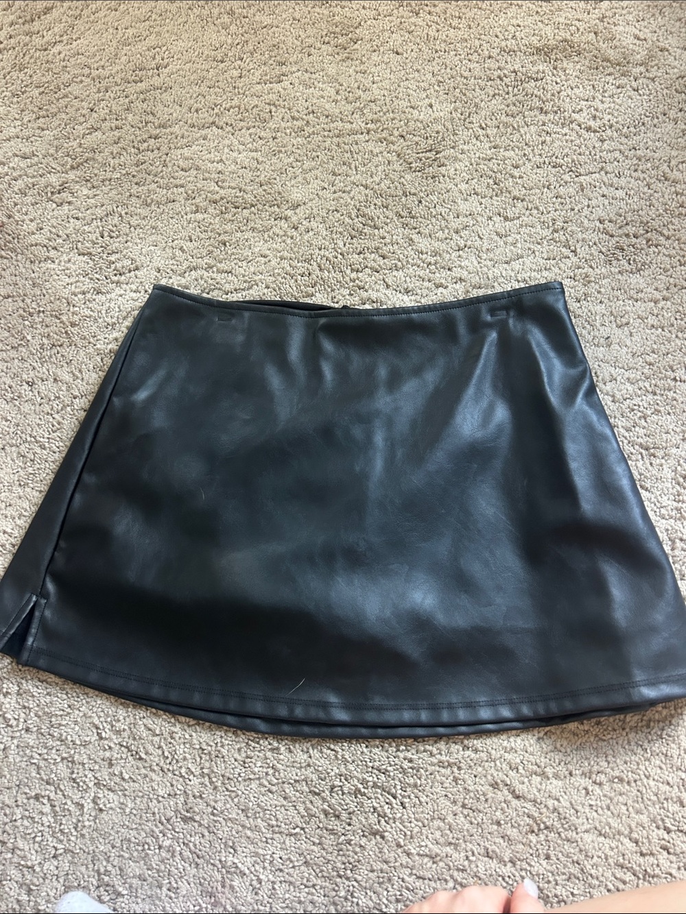 Black Faux Leather A-Line Mini Skirt